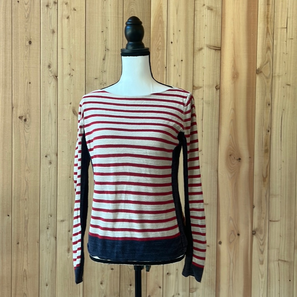 Tory Burch Red Stripes with Cream, Dark Blue accents size S
